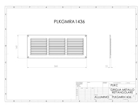 GMRA1436 - Griglia da muro rettangolare in alluminio con griglia antinsetto 140x360mm